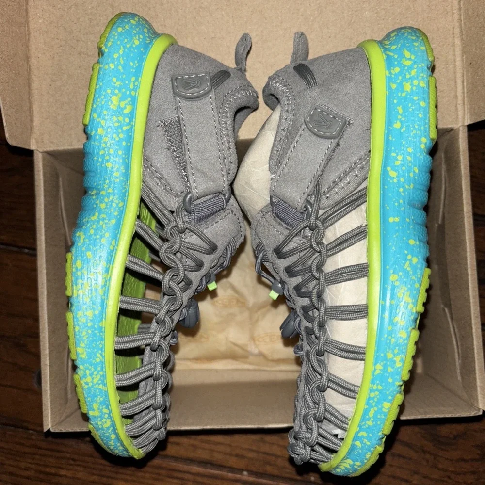 Keen Uneek O2 Sport Sandals Gray Green Children Sz 10 Paracord Shoes Unisex $60